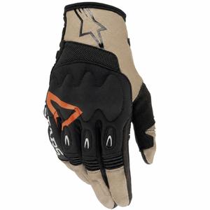 Alpinestars Techdura motocross kesztyű fekete-barna-fluo piros