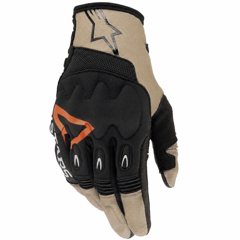 Alpinestars Techdura motocross kesztyű fekete-barna-fluo piros