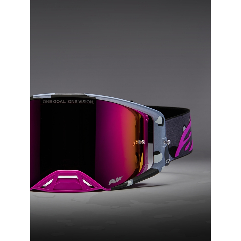 Motokrosové brýle Alpinestars Supertech Lone fialové camo se zrcadlově růžovým plexi
