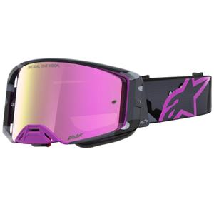 Motokrosové brýle Alpinestars Supertech Lone fialové camo se zrcadlově růžovým plexi