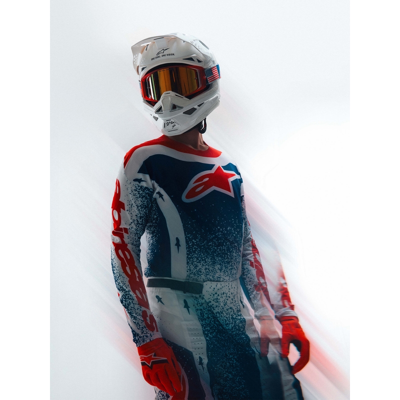 Motokrosové kalhoty Alpinestars Techstar limitovaná edice Unity červeno-bílo-modré