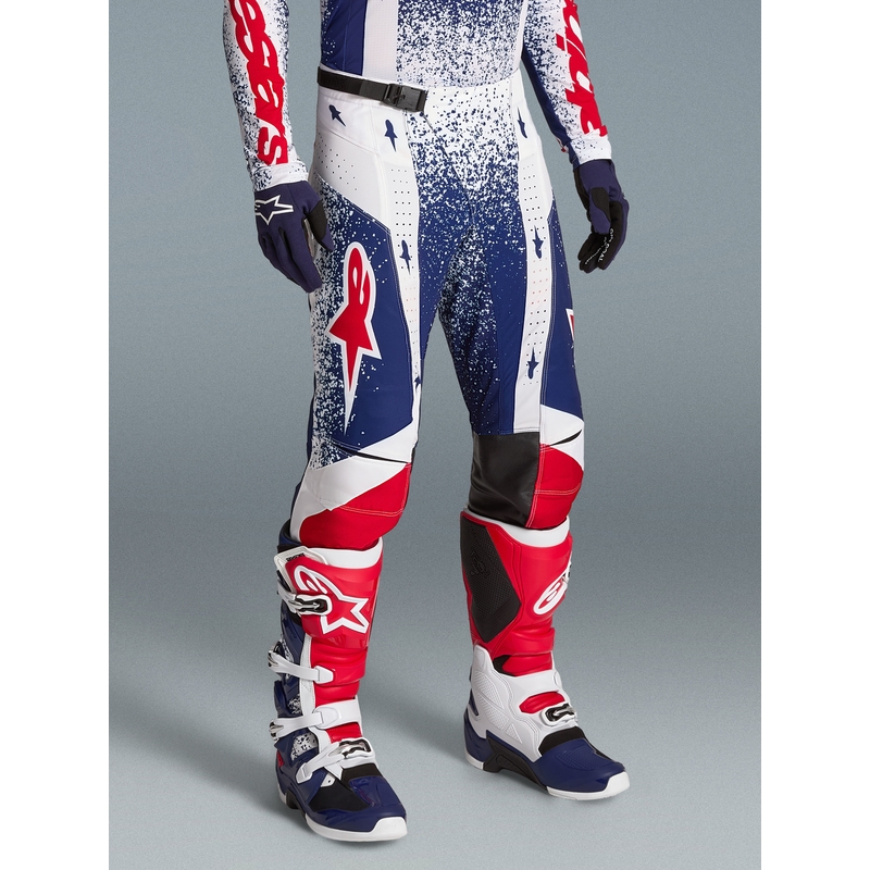 Motokrosové kalhoty Alpinestars Techstar limitovaná edice Unity červeno-bílo-modré