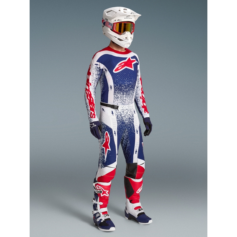 Motokrosové kalhoty Alpinestars Techstar limitovaná edice Unity červeno-bílo-modré