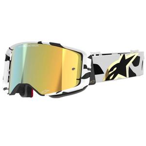 Alpinestars Supertech Corp motocross szemüveg fehér-arany, tükörarany plexivel