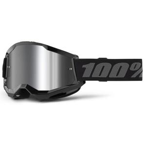 100% STRATA 2 New motokrossz szemüveg fekete (ezüst plexi)