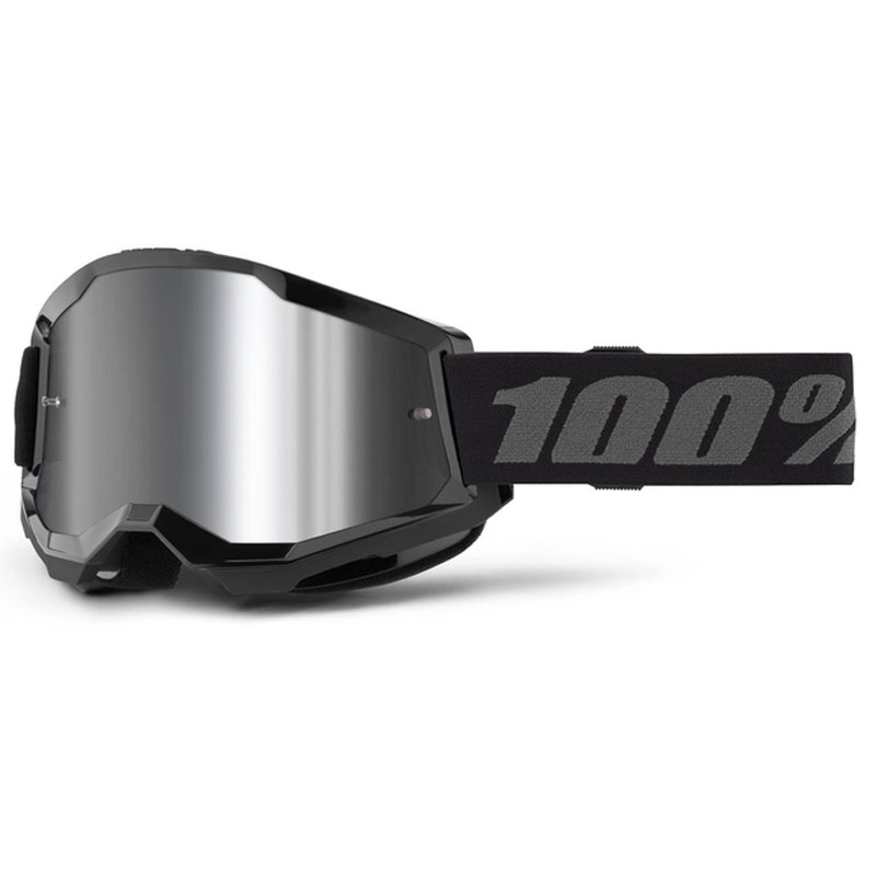 100% STRATA 2 New motokrossz szemüveg fekete (ezüst plexi)