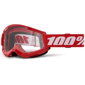 100% STRATA 2 New motokrossz szemüveg piros (átlátszó plexi)