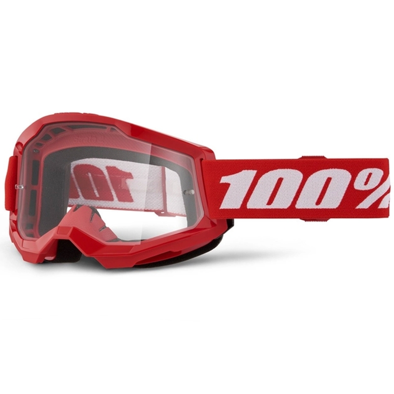 100% STRATA 2 New motokrossz szemüveg piros (átlátszó plexi)
