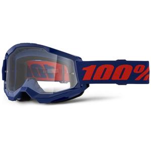 100% STRATA 2 New motokrossz szemüveg sötétkék (átlátszó plexi)