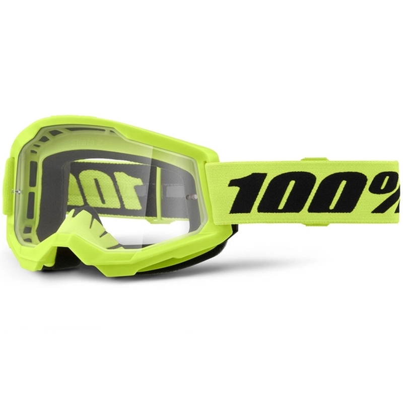 100% STRATA 2 New motokrossz szemüveg fluo sárga (átlátszó plexi)