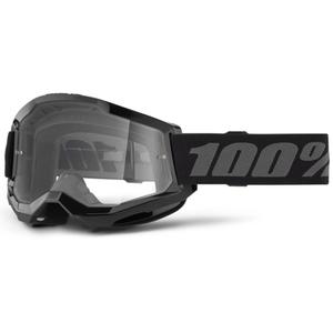 100% STRATA 2 New motokrossz szemüveg fekete (átlátszó plexi)