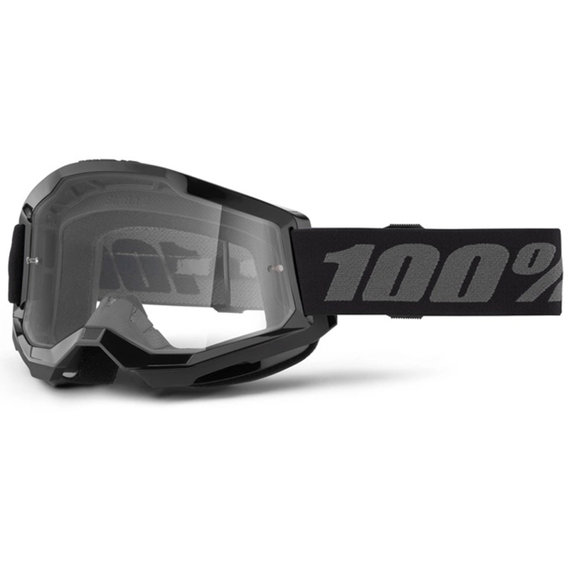 100% STRATA 2 New motokrossz szemüveg fekete (átlátszó plexi)