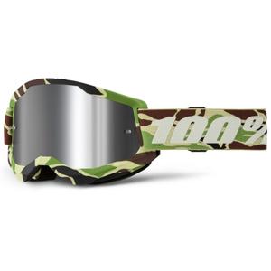 100% STRATA 2 New War Camo motokrossz szemüveg zöld (ezüst plexi)