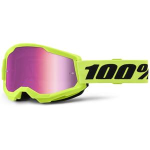100% STRATA 2 New motokrossz szemüveg fluo sárga (rózsaszín plexi)