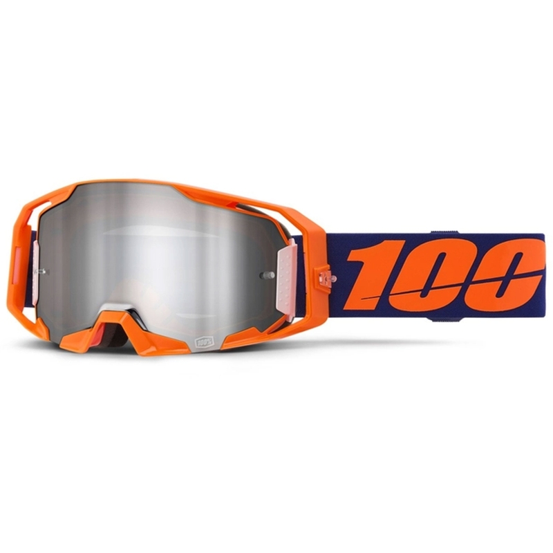 100% ARmatic Neon Orange motocross szemüveg, tükörezüst plexivel