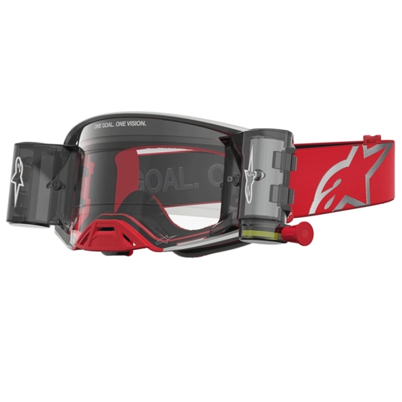 Motokrosové brýle Alpinestars Supertech Firma červeno-stříbrné s čirým plexi
