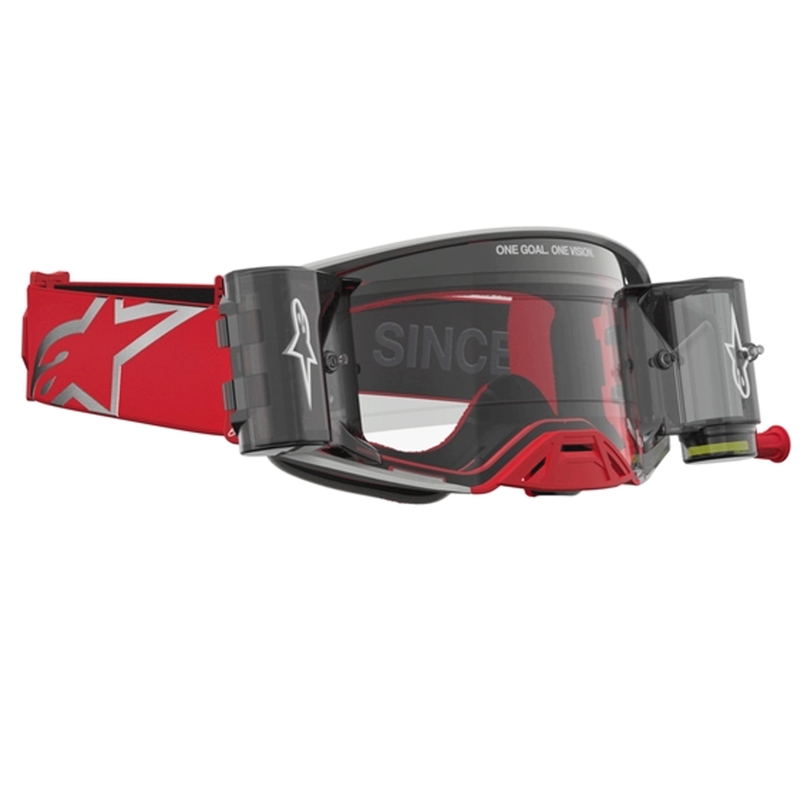 Motokrosové brýle Alpinestars Supertech Firma červeno-stříbrné s čirým plexi