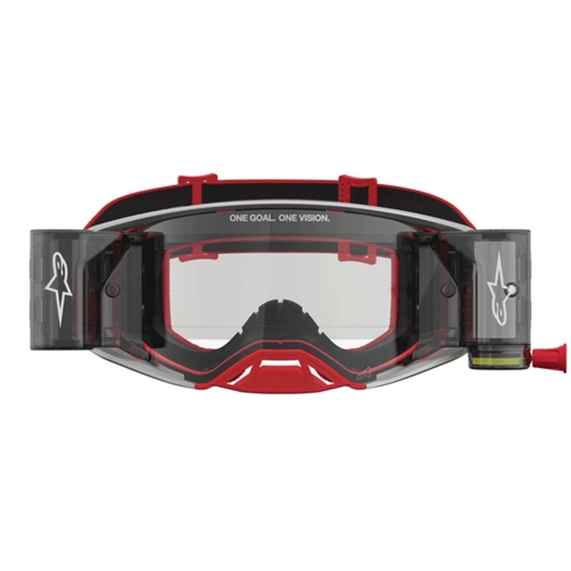 Motokrosové brýle Alpinestars Supertech Firma červeno-stříbrné s čirým plexi
