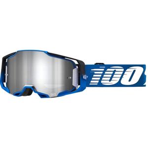 Motocross szemüveg 100% ARMEGA Rockchuck fekete-fehér-kék (ezüst plexi)