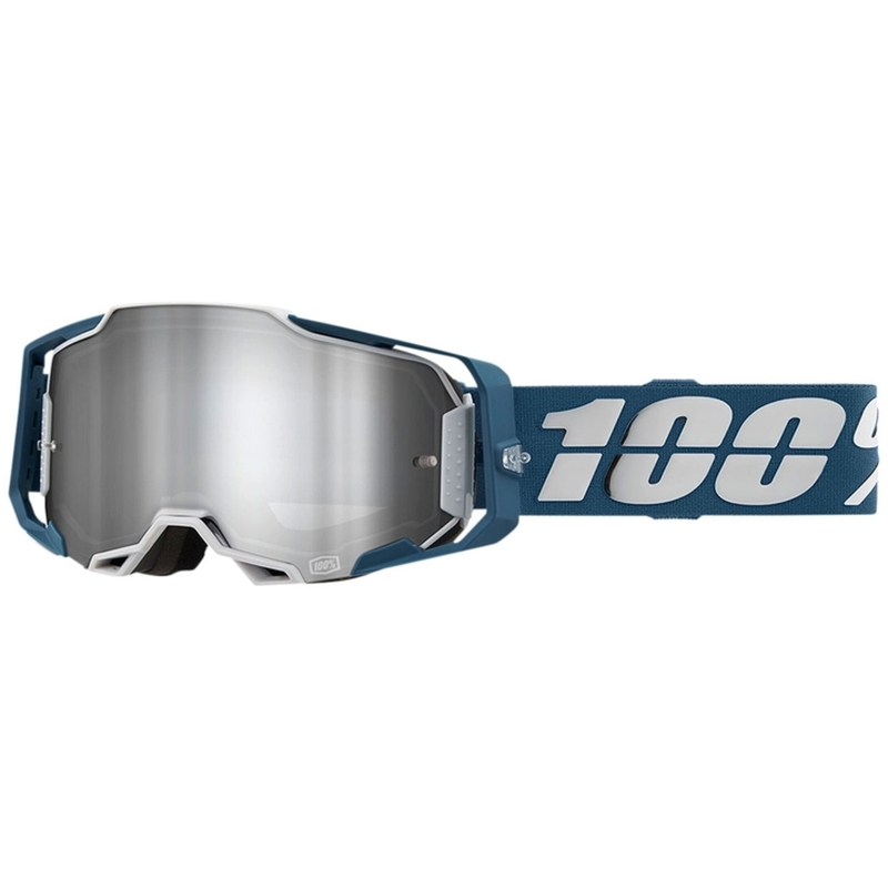 Motocross szemüveg 100% ARMEGA Albar szürke-kék (ezüst plexi)