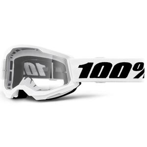 100% Strata 2 gyerek motokrossz szemüveg fehér, átlátszó plexi
