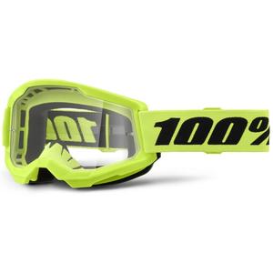 100% STRATA 2 gyerek motokrossz szemüveg neon sárga, átlátszó plexi
