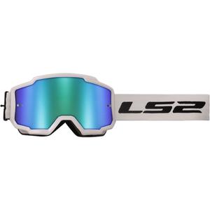LS2 Charger H-V motokrossz szemüveg fehér, zöld irídium plexivel