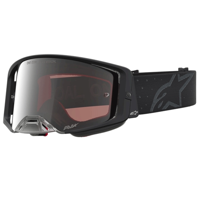 Motokrosové brýle Alpinestars Supertech Cloak černé se zrcadlově stříbrným plexi