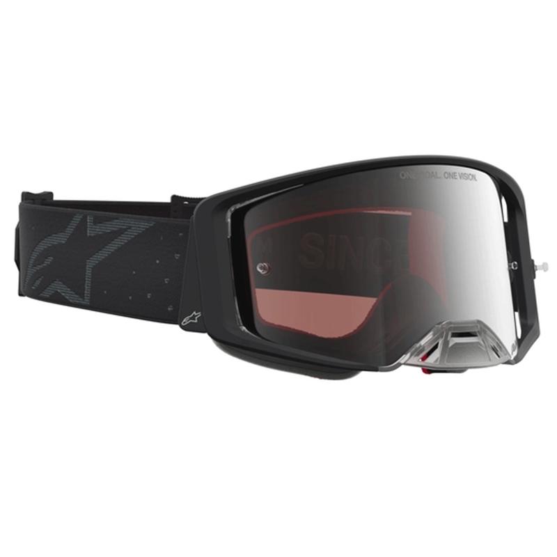 Motokrosové brýle Alpinestars Supertech Cloak černé se zrcadlově stříbrným plexi
