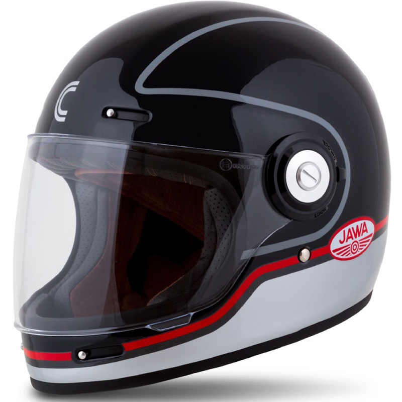 Cassida Fibre Jawa Sport teljes arcvédős motoros sisak fekete-ezüst-piros 2 - II. minőség