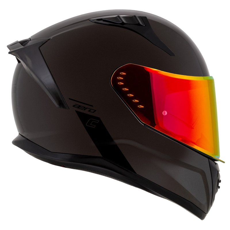 Cassida Aero Super Mono teljes arcmaszkos motoros sisak, fényes fekete króm-fekete - II. minőség