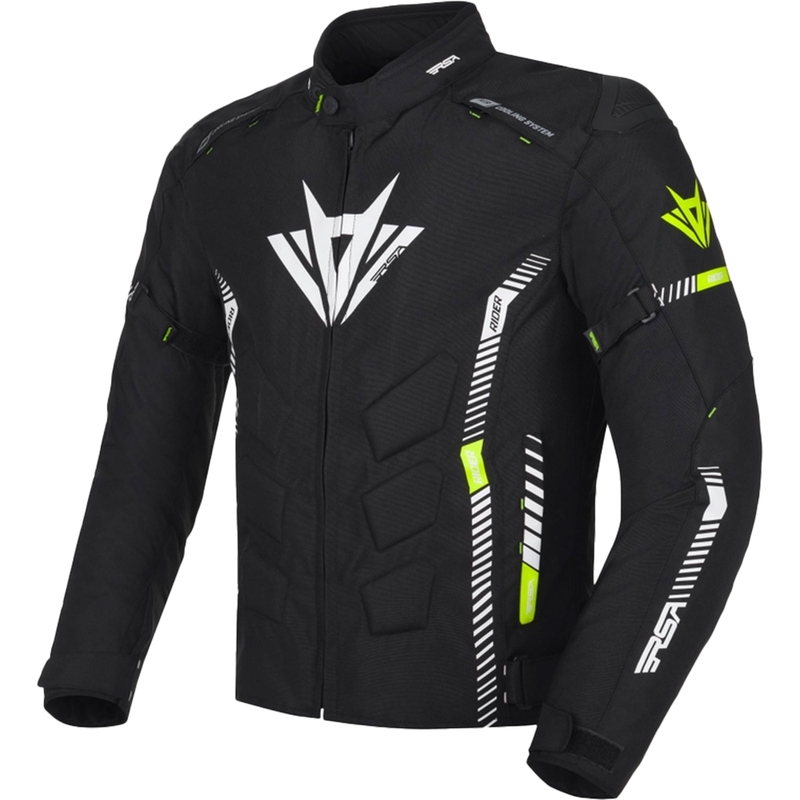 RSA Rider motoros kabát fekete-fehér-fluo sárga 2 - II. minőség