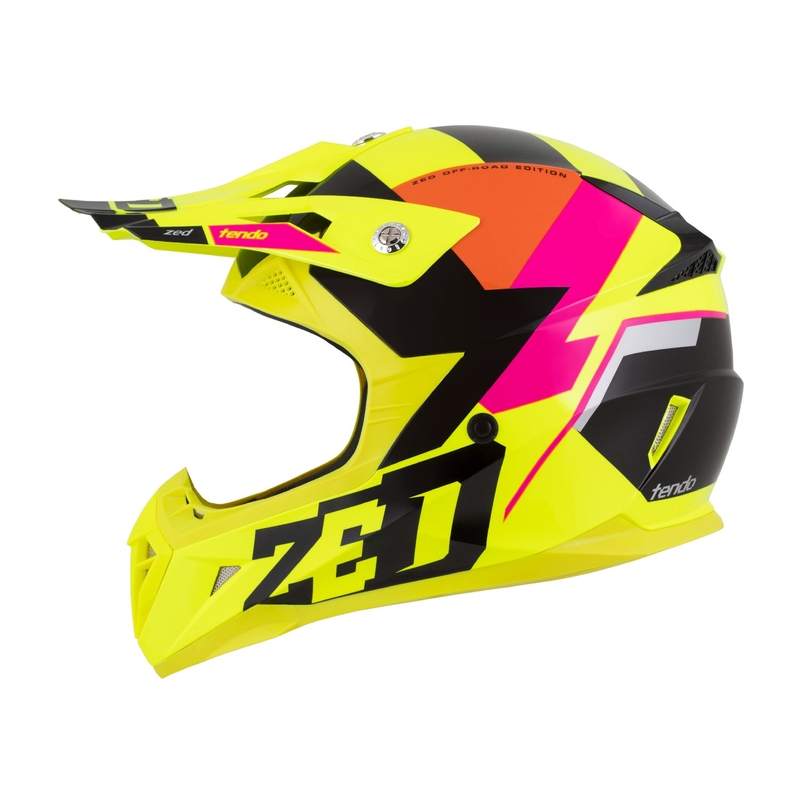 ZED X1.9 Tendo gyerek motokrossz bukósisak fluo sárga-rózsaszín-narancssárga-fekete - II. minőség