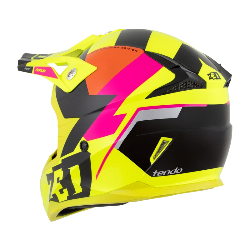 ZED X1.9 Tendo gyerek motokrossz bukósisak fluo sárga-rózsaszín-narancssárga-fekete - II. minőség