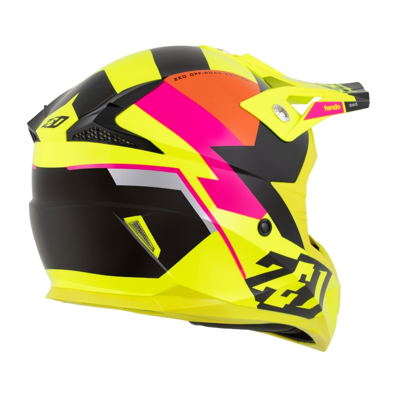 ZED X1.9 Tendo gyerek motokrossz bukósisak fluo sárga-rózsaszín-narancssárga-fekete - II. minőség