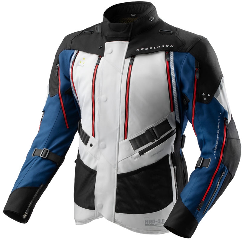 Bunda na motorku Rebelhorn Hardy 3.0 modro-šedo-červená 2 - II. jakost