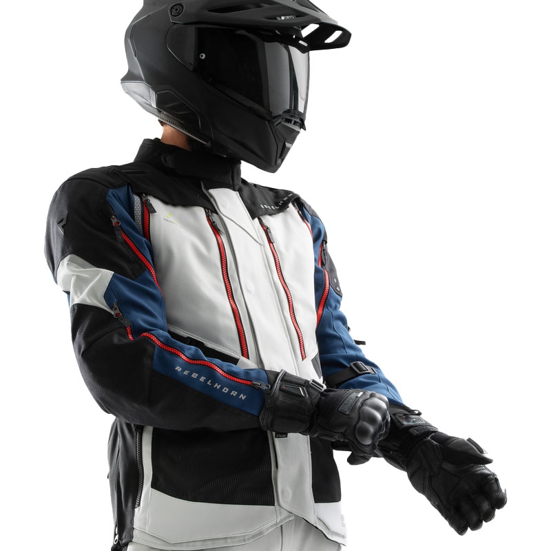 Bunda na motorku Rebelhorn Hardy 3.0 modro-šedo-červená 2 - II. jakost