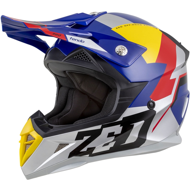 ZED X1.9 Tendo motokrossz bukósisak gyöngyház kék-piros-sárga-ezüst - II. minőség