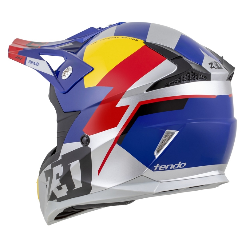 ZED X1.9 Tendo motokrossz bukósisak gyöngyház kék-piros-sárga-ezüst - II. minőség