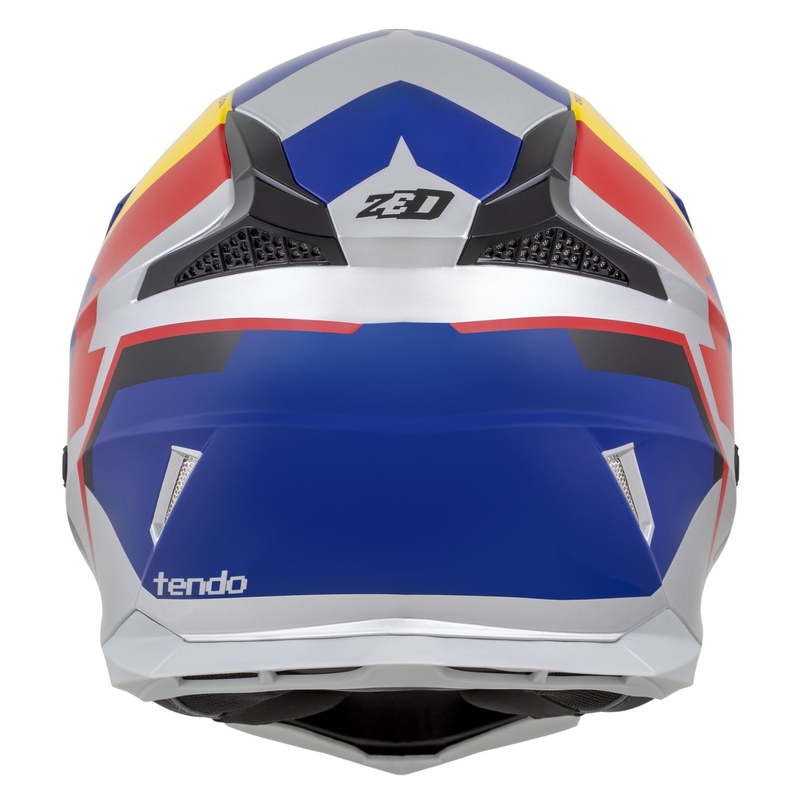 ZED X1.9 Tendo motokrossz bukósisak gyöngyház kék-piros-sárga-ezüst - II. minőség
