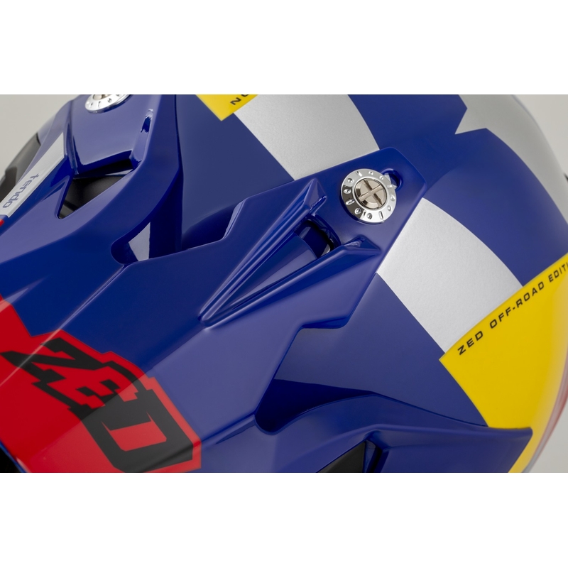 ZED X1.9 Tendo motokrossz bukósisak gyöngyház kék-piros-sárga-ezüst - II. minőség