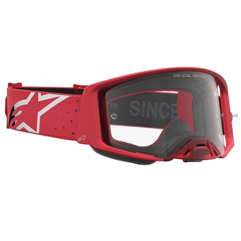 Motokrosové brýle Alpinestars Supertech Vesta fluo červeno-chromové (čiré plexi)