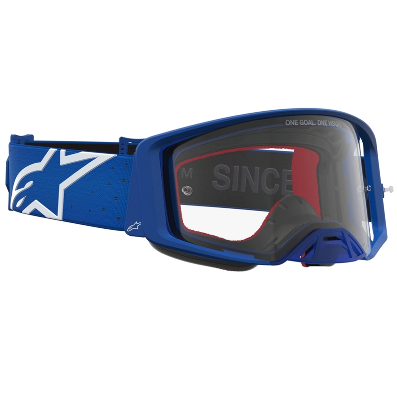 Motokrosové brýle Alpinestars Supertech Vesta modro-bílé s čirým plexi