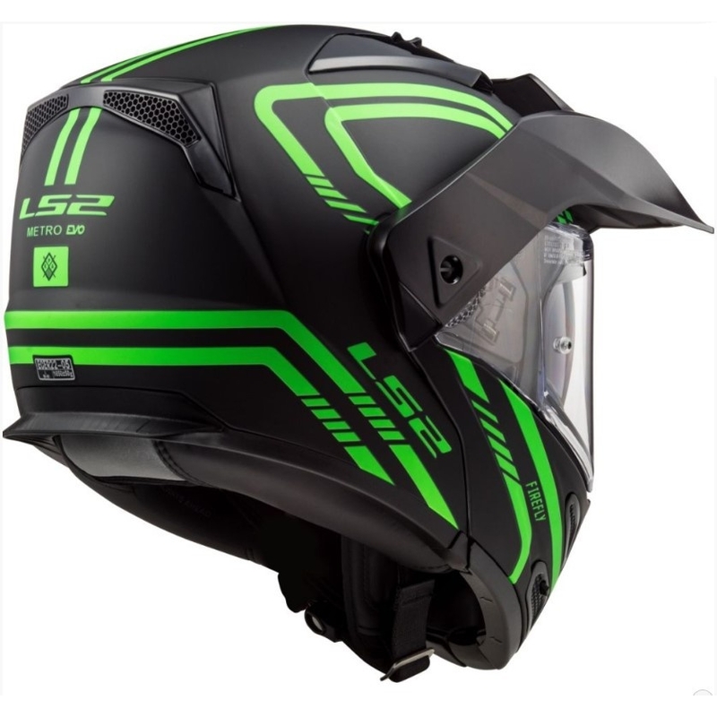 Billenő sisak LS2 FF324 Metro EVO Firefly fekete-fluo zöld