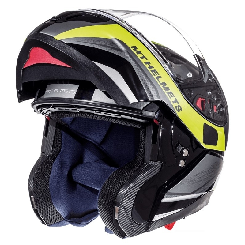 Összecsukható sisak motorkerékpárhoz MT Atom aszfalt fekete matt-fluo sárga - Ii.class