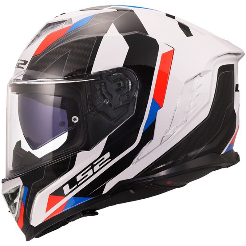 LS2 FF818 Storm III Sporty zárt motoros bukósisak fényes fehér-kék-piros - II. minőség