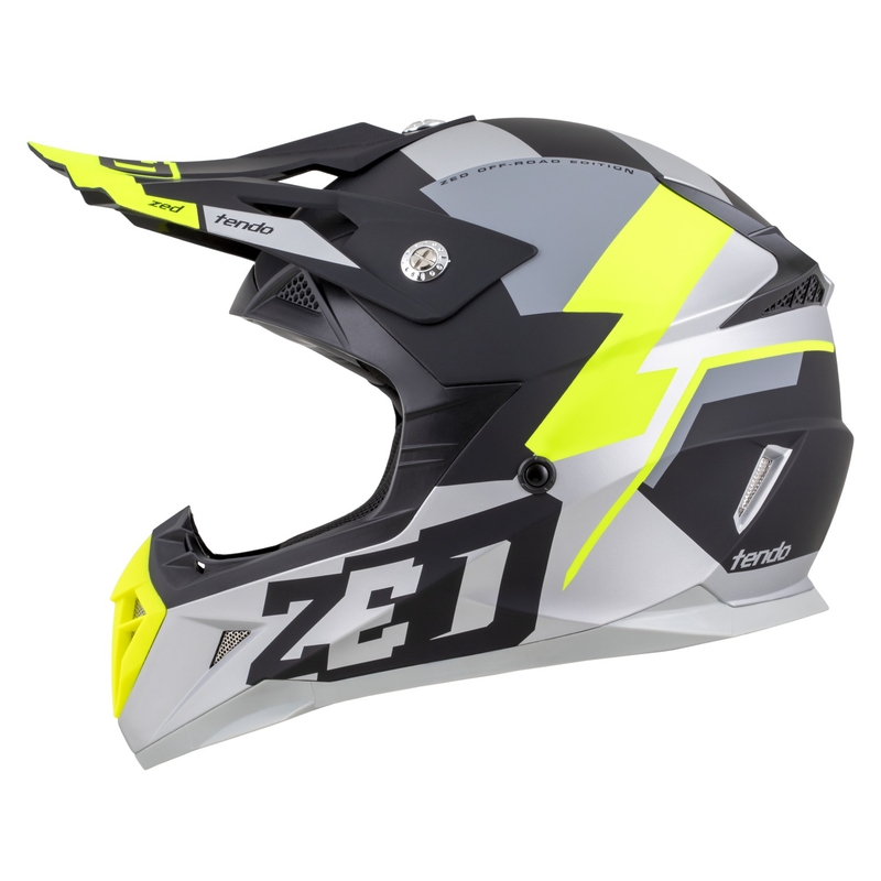 ZED X1.9D TENDO gyerek motokrossz bukósisak matt fekete-sötétszürke-világosszürke-fluo sárga - II. minőség