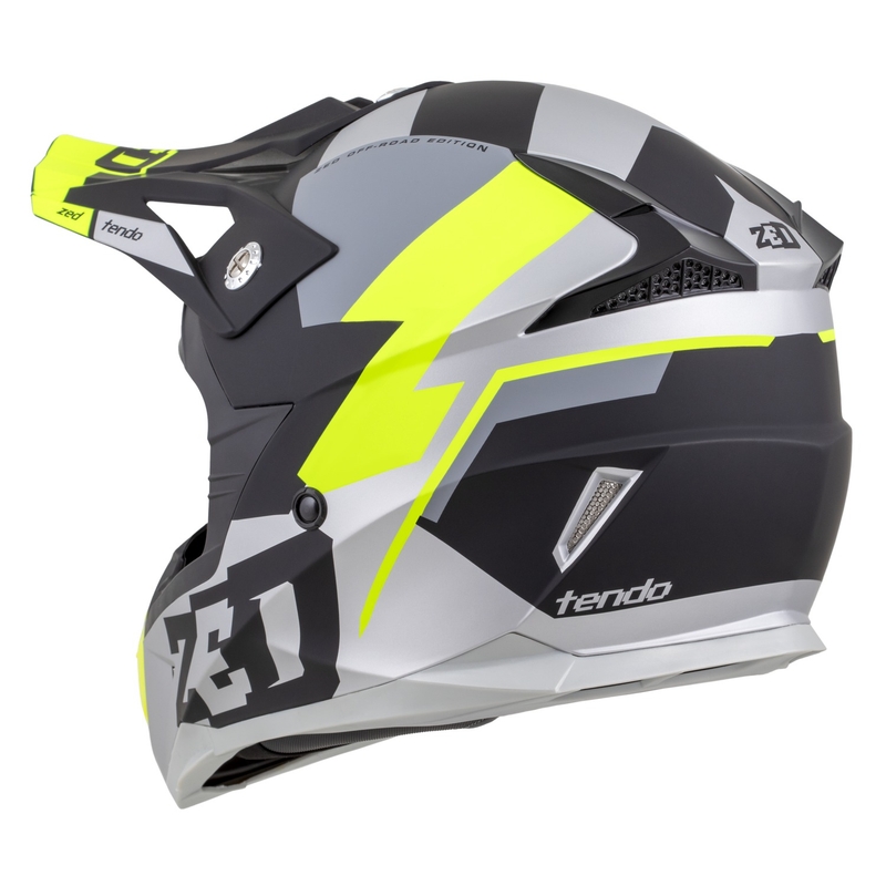 ZED X1.9D TENDO gyerek motokrossz bukósisak matt fekete-sötétszürke-világosszürke-fluo sárga - II. minőség