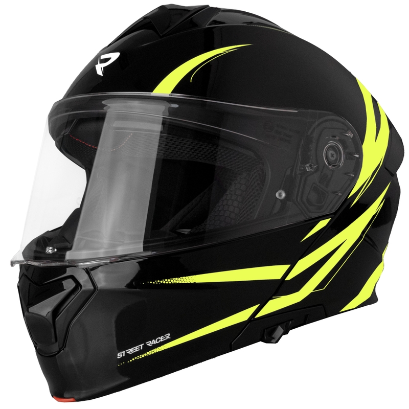 Street Racer Fury felnyitható motoros bukósisak fekete-fluo sárga 2 - II. minőség