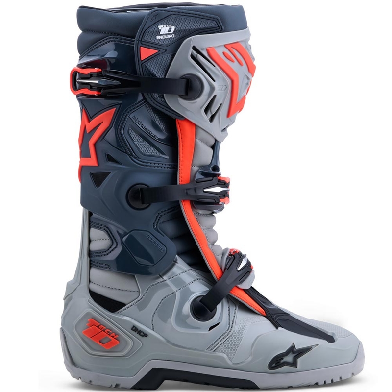 Boty na motorku Alpinestars Tech 10 Enduro šedo-tmavě šedo-fluo červené